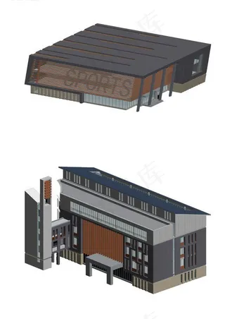 现代学校体育运动中心3D模型设计