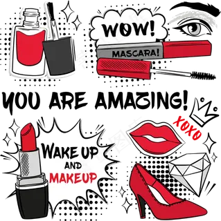 手绘化妆品装饰png和矢量素材