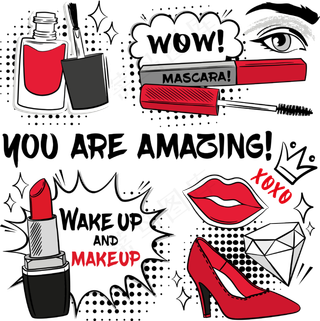 手绘化妆品装饰png和矢量素材