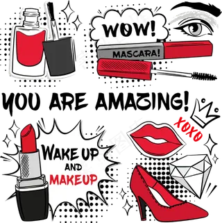 手绘化妆品装饰png和矢量素材