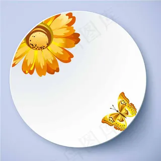 向日葵蝴蝶 盘子花纹