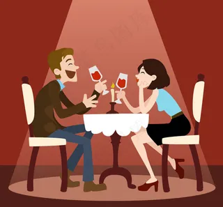 卡通约会男女设计矢量素材