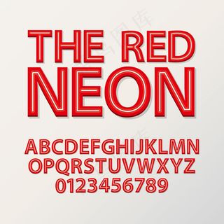 红色霓虹灯字母矢量素材