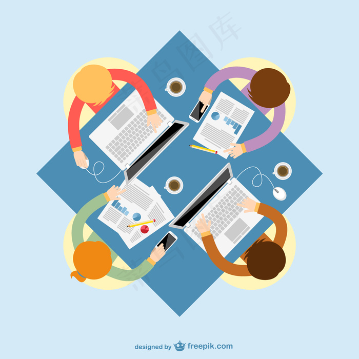 笔记本电脑和报告业务会议