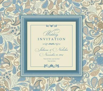 浅色花婚礼请柬01向量