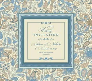 浅色花婚礼请柬01向量