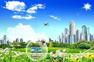 绿色环保展板背景