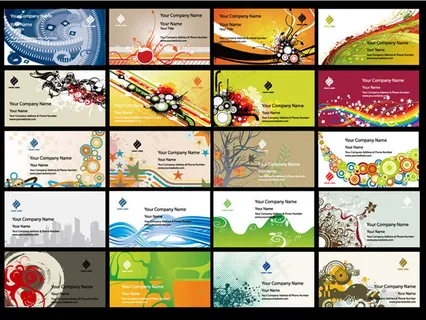 动感时尚花纹名片卡片设计矢量素材