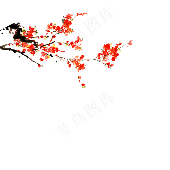 中国风水墨风梅花图片背景PNG素材(415X354)