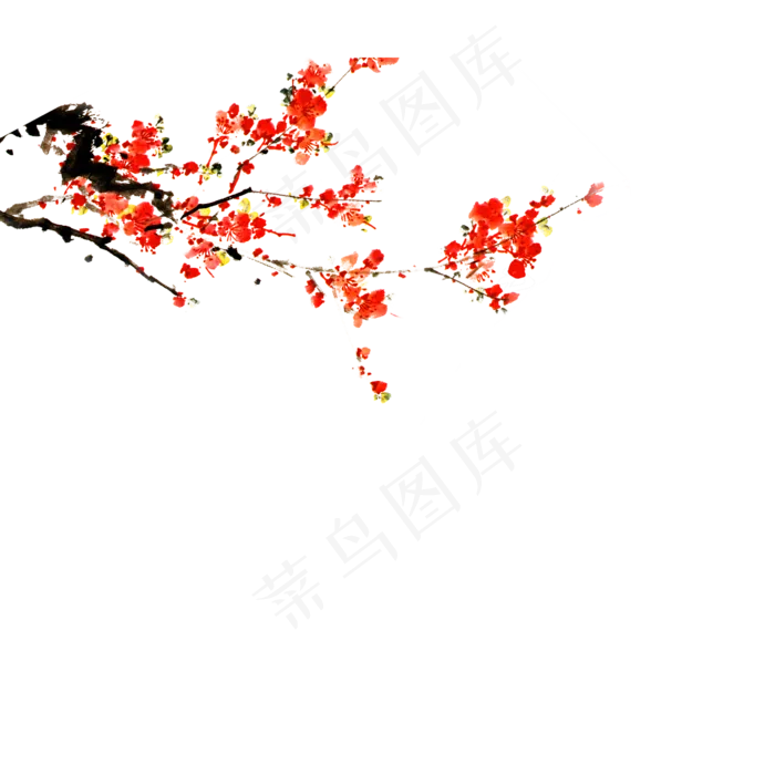 中国风水墨风梅花图片背景PNG素材(415X354)