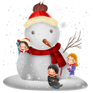 堆雪人的小朋友,免抠元素