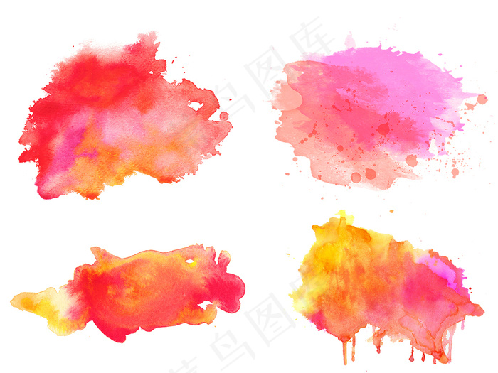水彩墨迹笔触颜料喷溅色块PNG海报...