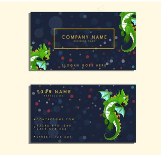 绿色龙商务名片正反面矢量图