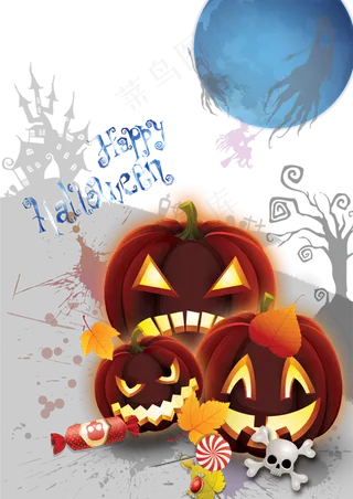 万圣节海报设计元素png透明背景免...