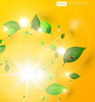 动感绿叶水珠水滴 绿色环保背景图片