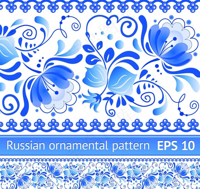 蓝色欧式花纹图片