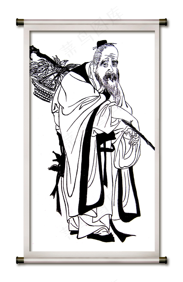 寿星 白描图片