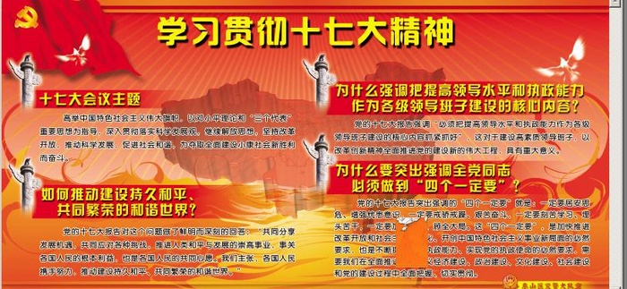 学习贯彻十七大图片psd模版下载