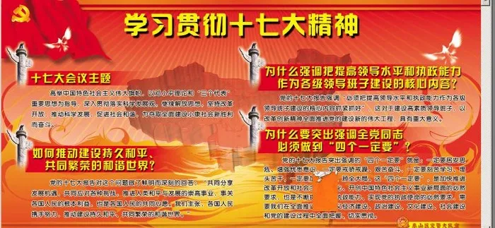 学习贯彻十七大图片psd模版下载