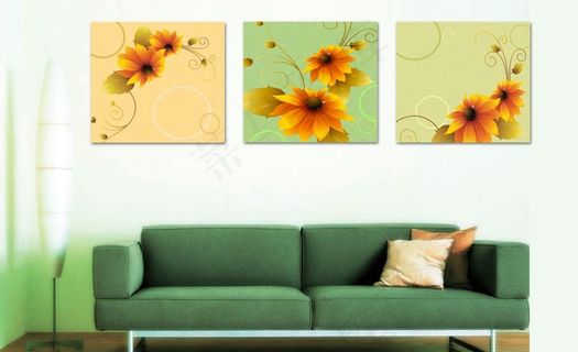 客厅背景墙无框画图片