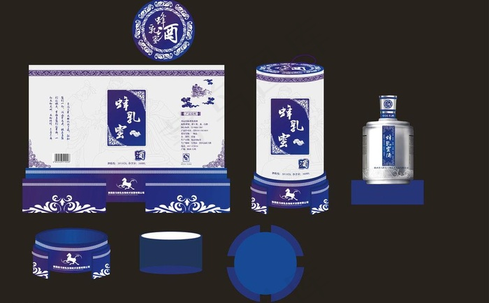 青花瓷酒包装cdr矢量模版下载