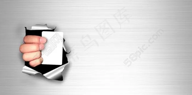 手 名片 钢板 冲破 拉丝图片