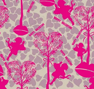 卡通天使爱心树底纹背图片