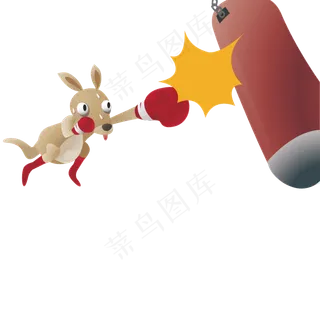 精致卡通可爱袋鼠动物图案元素