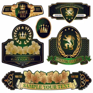 3组欧式酒标瓶贴矢量素材瓶身贴