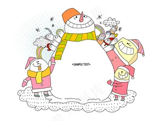 冬季雪人插画矢量素材
