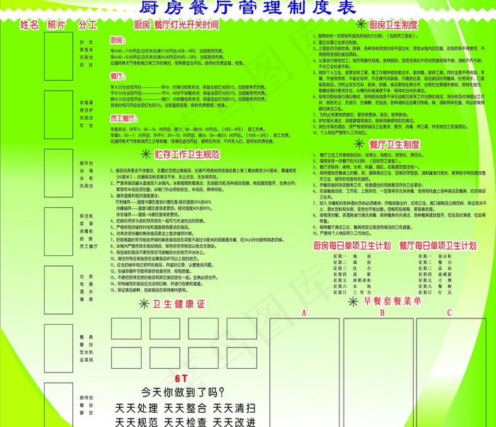 厨房餐厅管理制度展板图片