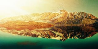 欧式唯美简约湖面天空夕阳风景图无框...