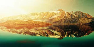 欧式唯美简约湖面天空夕阳风景图无框...