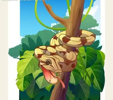 可爱动物绿色大金蛇图片