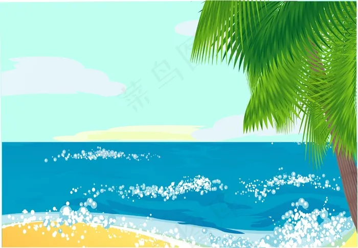 热带海洋风景矢量eps,ai矢量模版下载