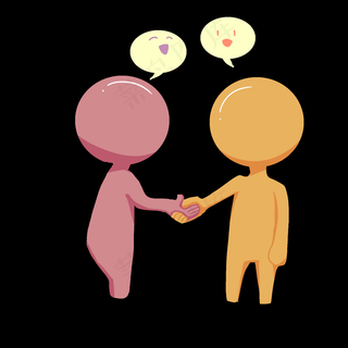 卡通小人握手合作卡通小人握手合作