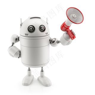 拿着扩音器的机器人