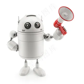 拿着扩音器的机器人