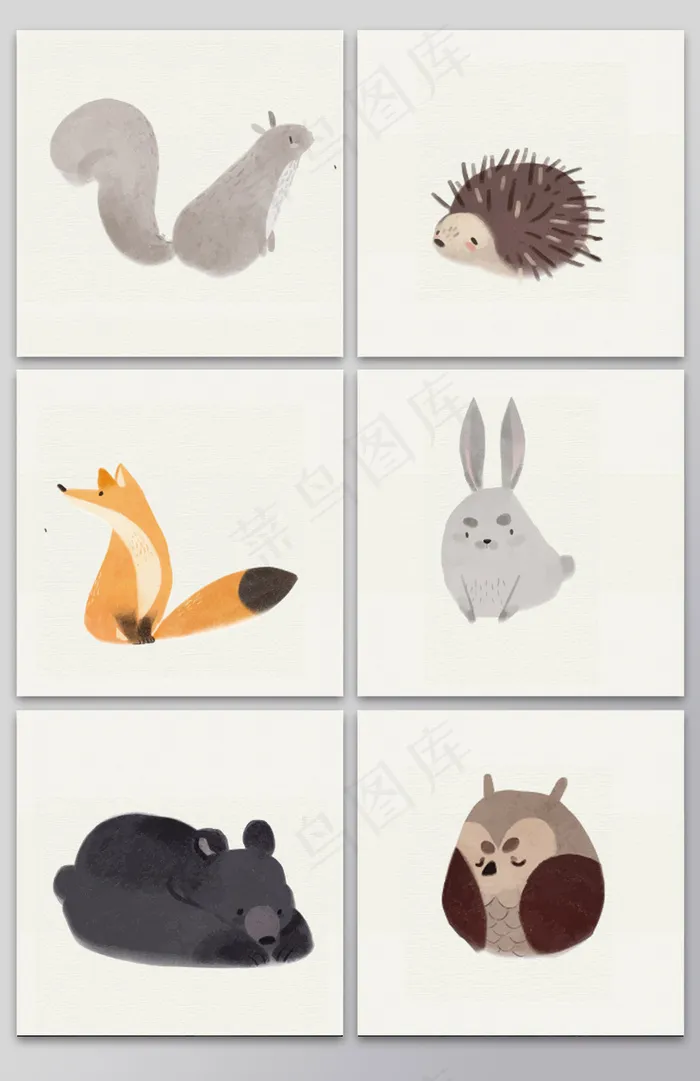 手绘小清新动物矢量素材ai矢量模版下载