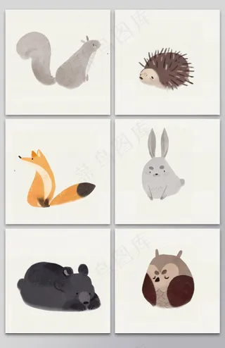 手绘小清新动物矢量素材