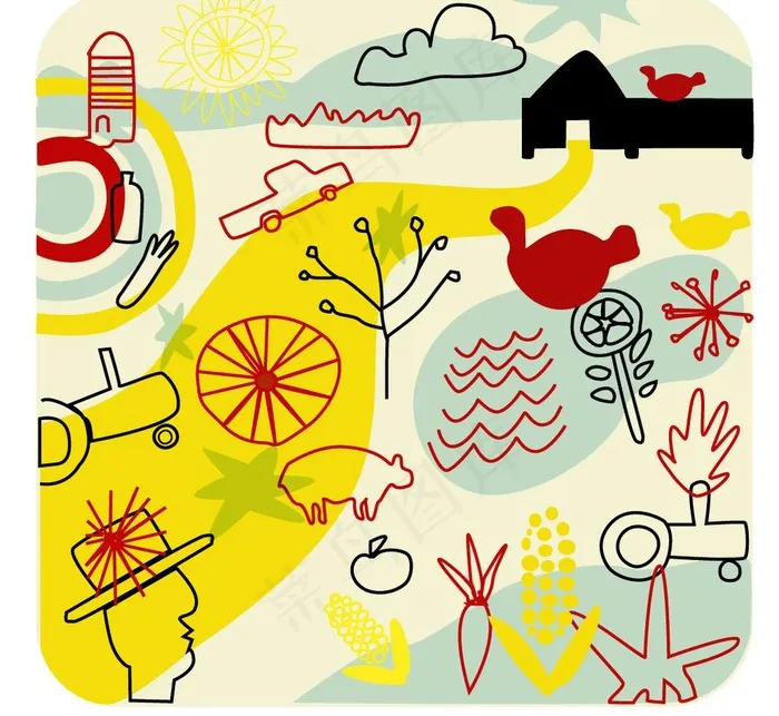 简笔背景图片ai矢量模版下载