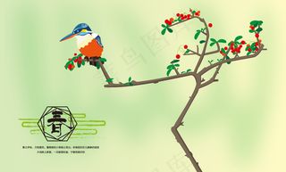 春天花鸟海报卡片