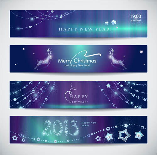 圣诞节紫色梦幻Banner矢量素材...