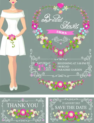 卡通新娘请柬背景图片