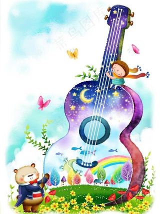 弹吉他的小熊图片