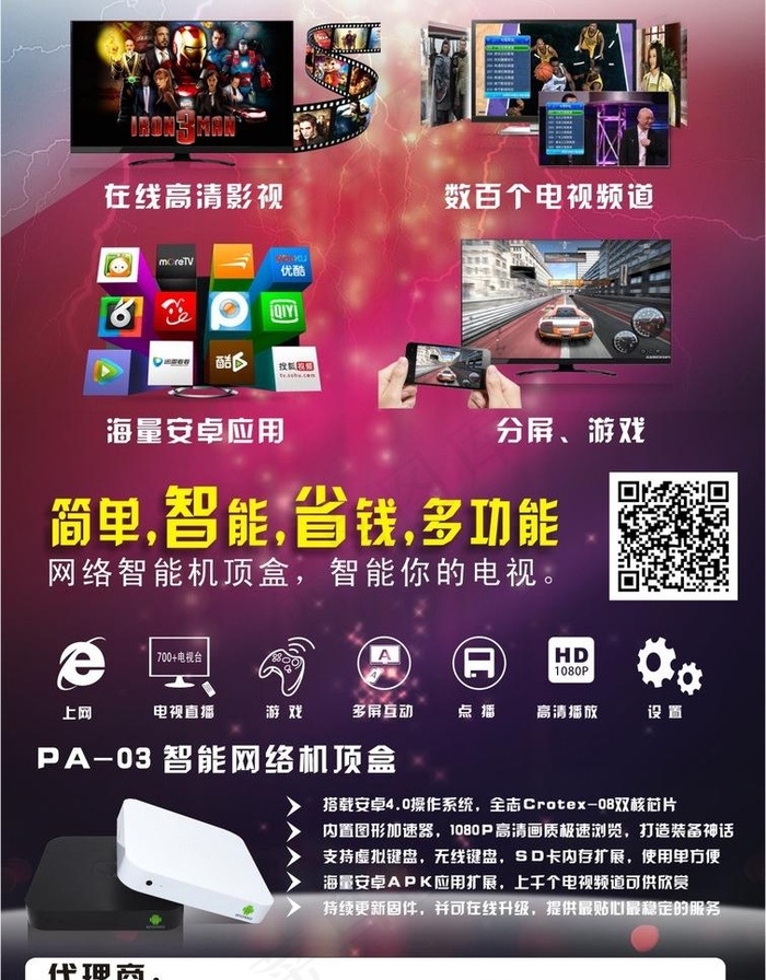 网络机顶盒宣传页图片(210X297)cdr矢量模版下载