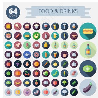 餐饮美食扁平化图标图片