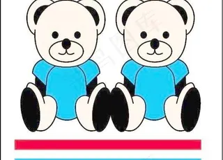 两只小熊可爱烫画图片