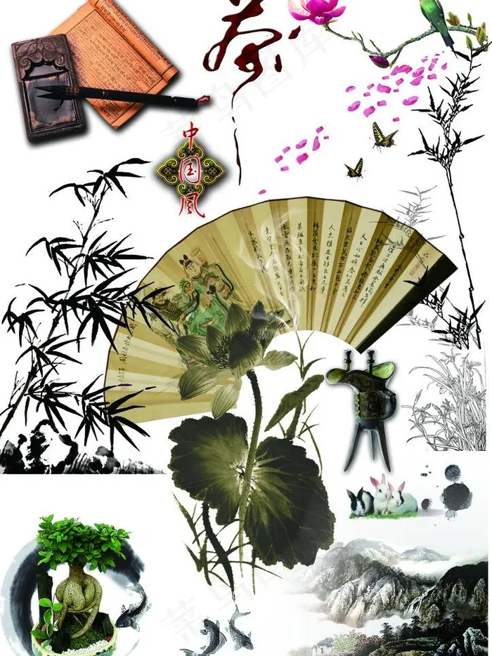 唯美中国风元素图片(3508X4961(DPI:300))psd模版下载
