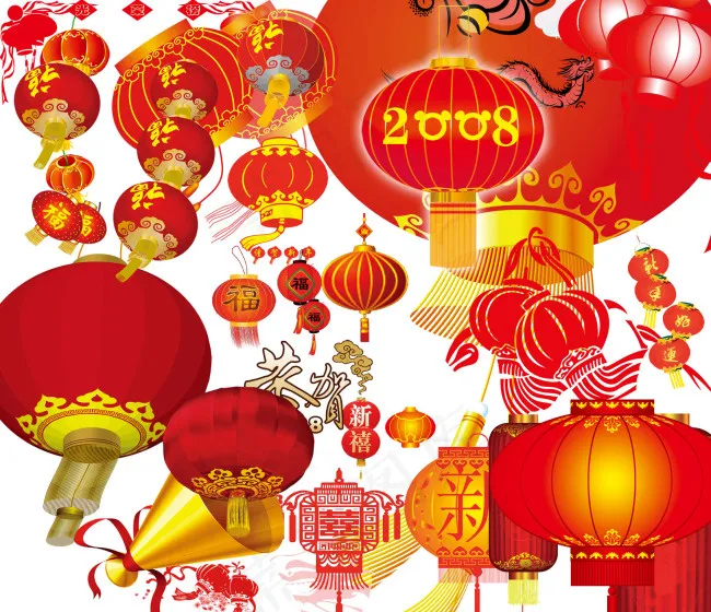 喜庆的大红灯笼PSD素材psd模版下载